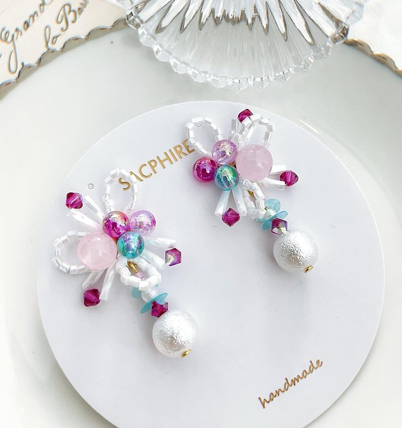 Fantasy Fireworks Series Handmade Beaded Flower Bubble Pearl Earrings - Earrings & Clip-ons - Other Materials Multicolor