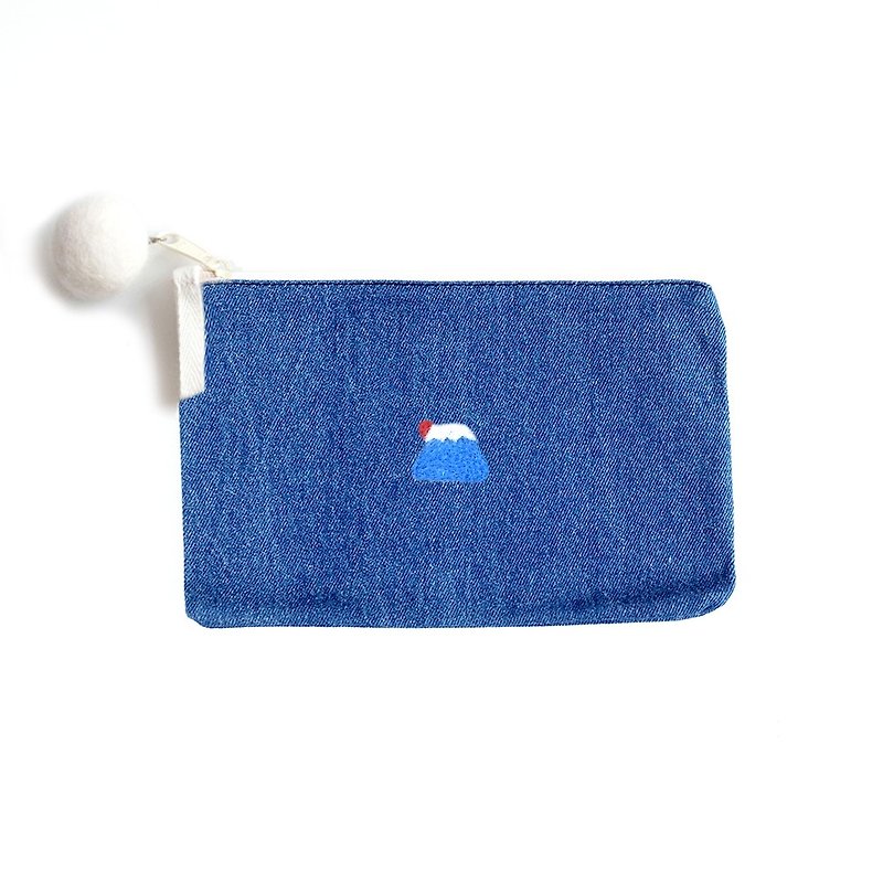 【Q-cute】Cosmetic Bag Series-Sun Mount Fuji/Can add characters - กระเป๋าเครื่องสำอาง - ผ้าฝ้าย/ผ้าลินิน สีน้ำเงิน