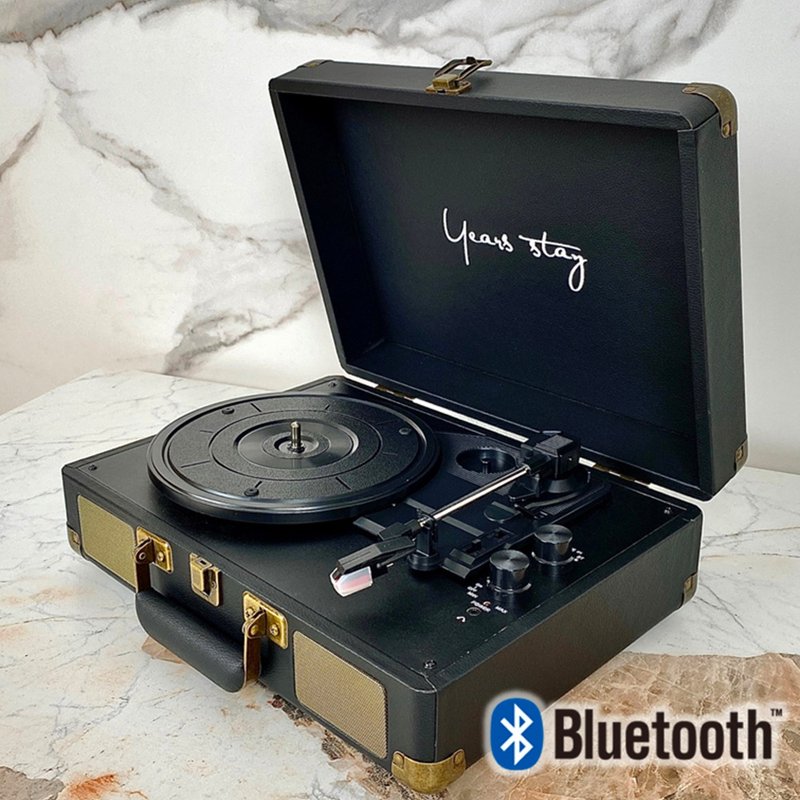 Vinyl record player Bluetooth vinyl record player vinyl turntable vinyl low-key black gold - ลำโพง - หนังเทียม สีดำ