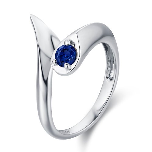 Majade Jewelry Design 藍寶石訂婚戒指-14k白金另類求婚戒指-哥特植物結婚戒指-環繞戒指
