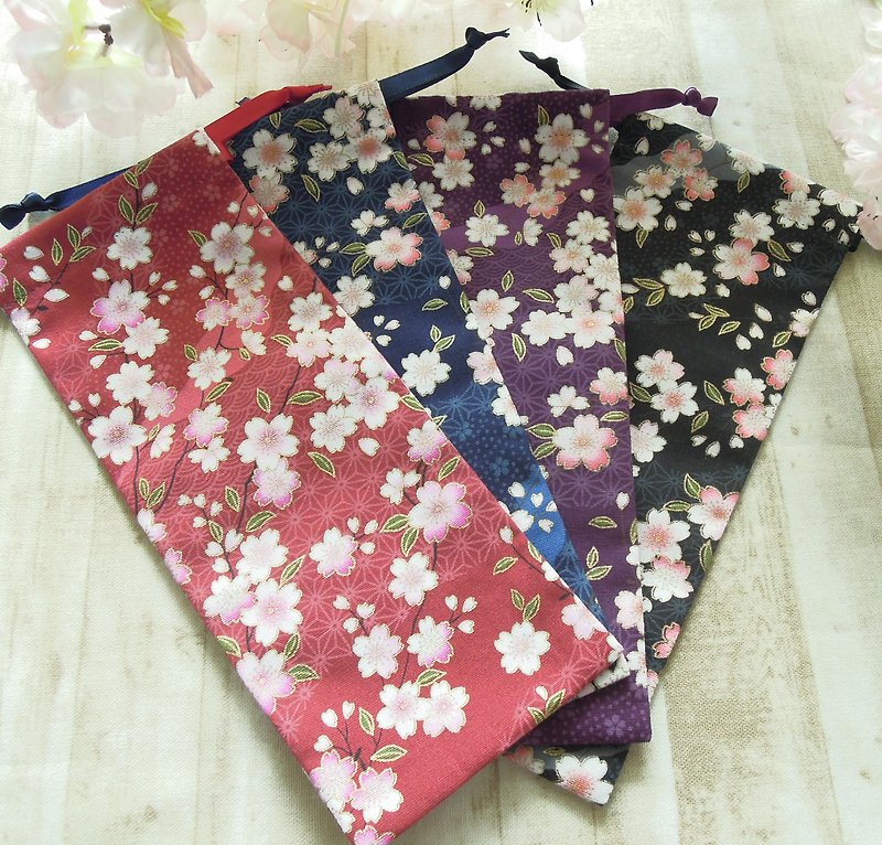 Tooyunge-pink cherry gold rim handmade hairpin bag storage bag four colors available - เครื่องประดับผม - โลหะ 