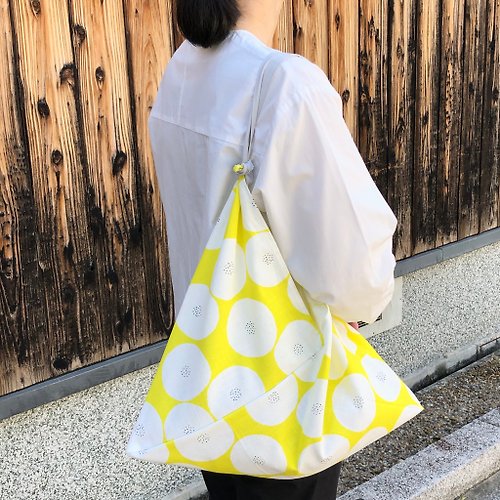 harunohi 吾妻袋 購物袋 手提包 圓花款-黃×白 M size