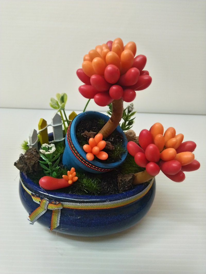 オーダーメイドモデル/多肉植物シミュレーション鉢植えシリーズレッド - 観葉植物 - 寄せ植え・花 レッド