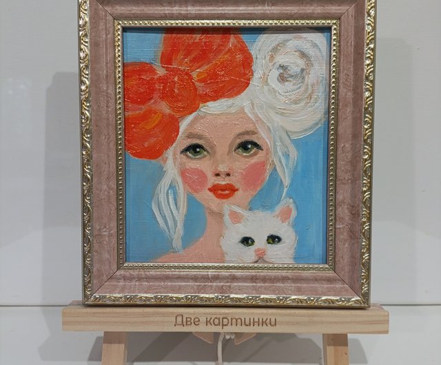 絵画 インテリア 油絵 F4-030819 白猫と女の子たち 絵画 インテリア 油絵 F4-030819 白猫と女の子たち