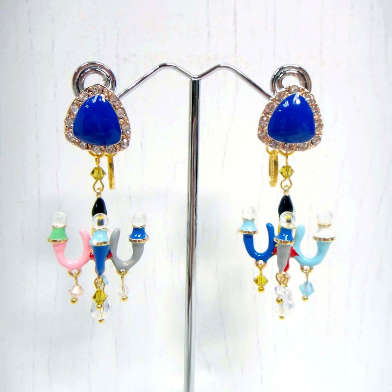 TIMBEE LO Circus Color Signature Mini Chandelier Earrings Seven-color Rainbow Multi-color Selection - Earrings & Clip-ons - Other Metals Multicolor