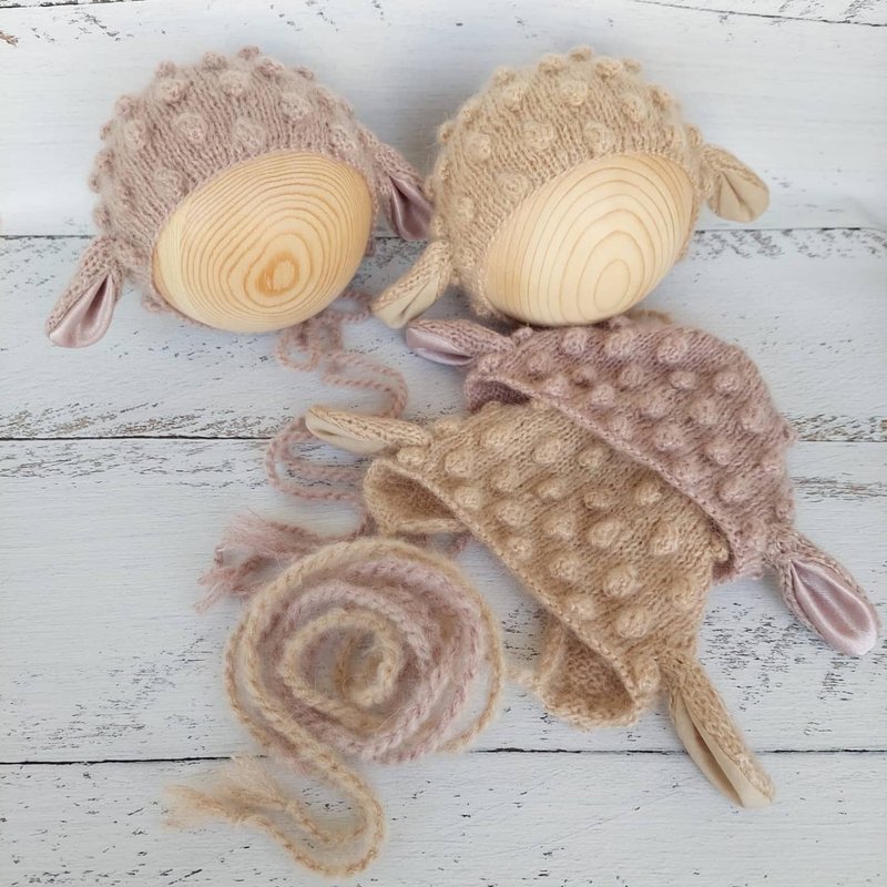 Sheep newborn bonnet knitting pattern - 編織/刺繡/羊毛氈/縫紉 - 其他材質 