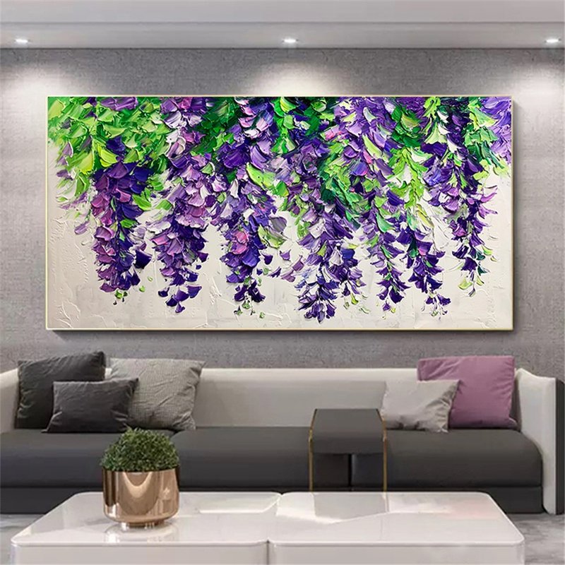 愛情花  油畫/抽象/原創商品/裝飾畫/掛畫/客廳餐廳手繪肌理畫 - 海報/掛畫/掛布 - 亞麻 