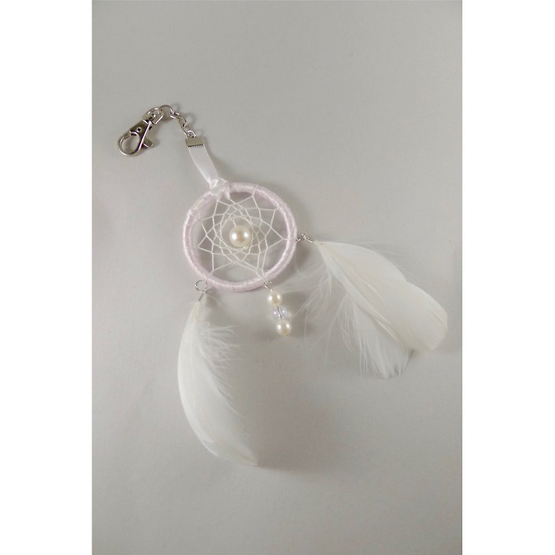Pure white Dreamcatcher key ring - Keychains - Other Materials White
