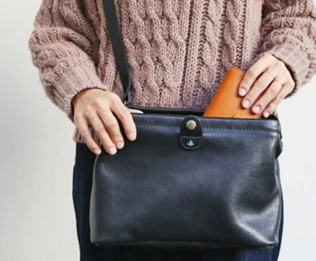 3/8 in. Leather Handle Strap Gamaguchi Pouchette Small Bag Purse