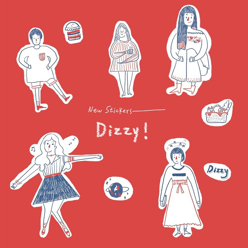 Dizzy! Sticker Set | Live tips - สติกเกอร์ - กระดาษ สีน้ำเงิน
