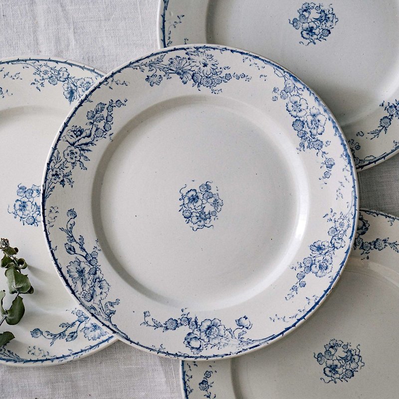 粉彩藍餐盤 直徑22.5cm - 盤子/餐盤 - 陶 