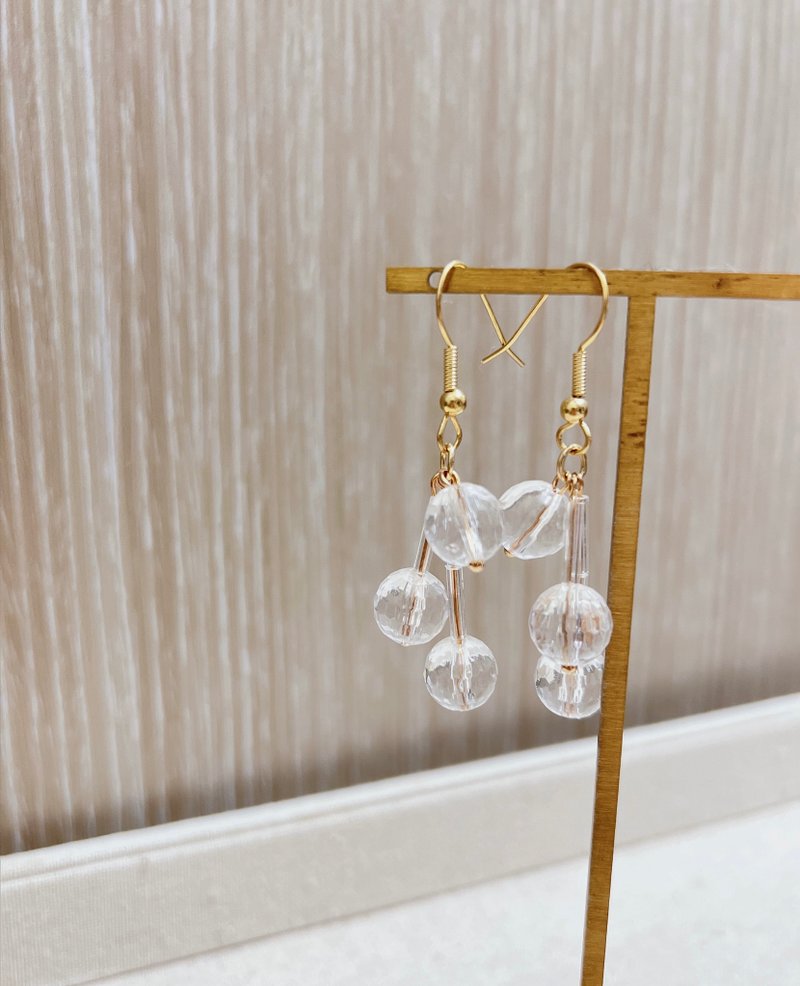 冒牌老闆娘 Kingboss水晶球耳環2022010 - 耳環/耳夾/耳骨夾 - 其他金屬 白色