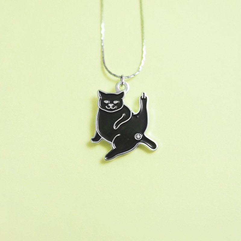BLACK WISHES cat necklace - Collar Necklaces - Other Metals Silver