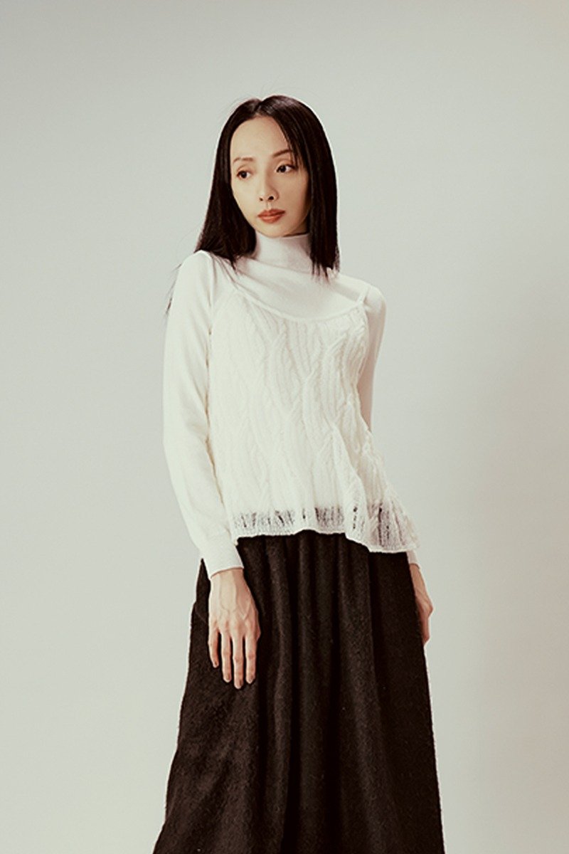 White Knit 2-Piece Top - Women's Tops - Wool White