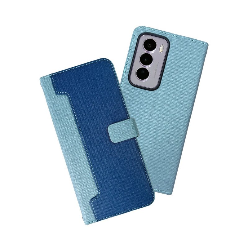 CASE SHOP OPPO Reno 12 Pro Front Storage Side Flip Leather Case-Blue - เคส/ซองมือถือ - หนังเทียม สีน้ำเงิน