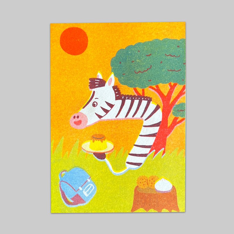 Zebra's ''ㄅ''/phonetic symbol postcard/hole printing - Cards & Postcards - Paper Multicolor