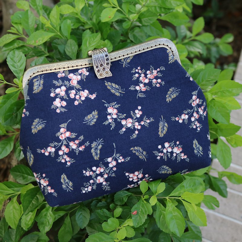 Mimosa Leaf lock Cross Body Bag | Girlskioku~* - Messenger Bags & Sling Bags - Cotton & Hemp Blue