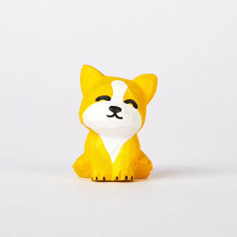 Dovo 笑容燦爛的黃色小狗木雕 - 擺飾/家飾品 - 木頭 黃色