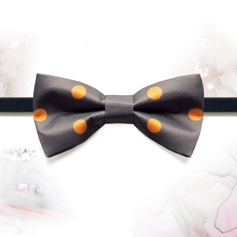 Style 0494 Orange Dots with Navy Ground Bowtie- Groom Gift & Wedding Bowtie - เนคไท/ที่หนีบเนคไท - วัสดุอื่นๆ สีน้ำเงิน