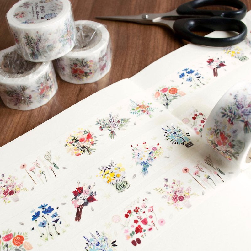 Flower illustration-masking tape (2.5cm (w)) - Washi Tape - Paper 