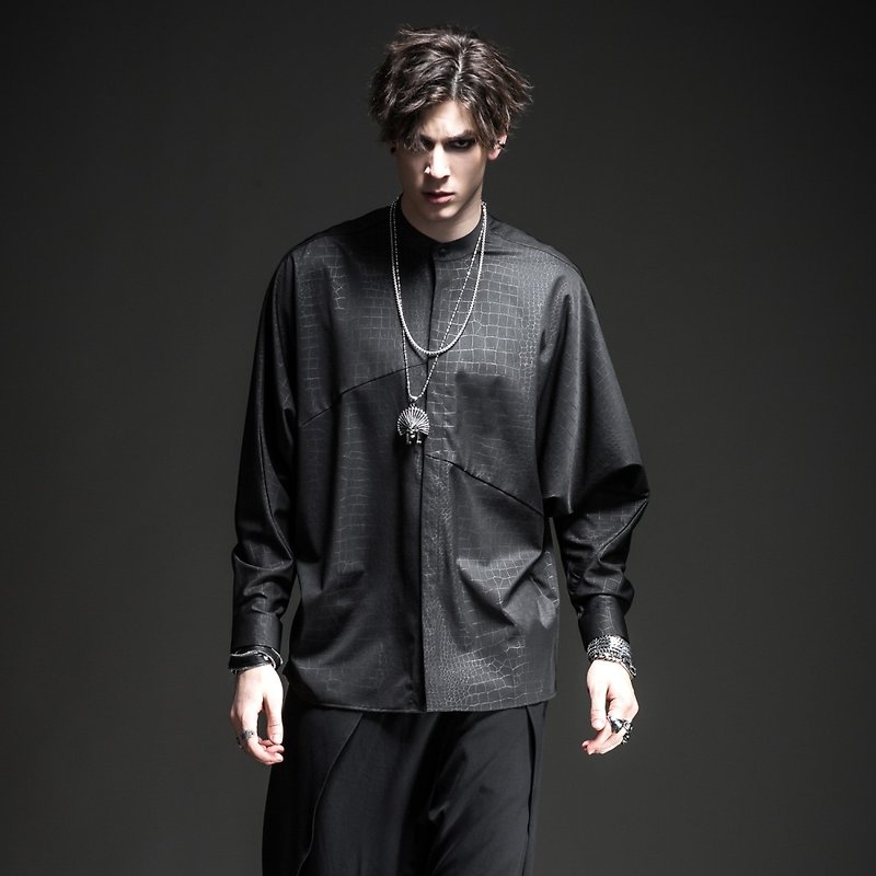 PINLI cut soul series of men's diablo splicing long sleeve lining unlined upper - Men's Shirts - Other Materials Black