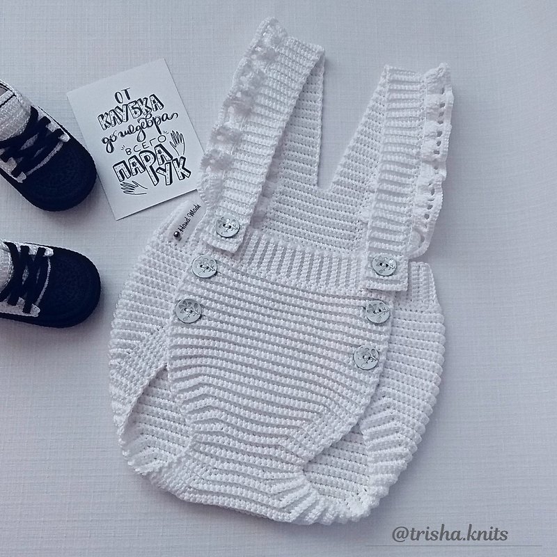 嬰兒針織連身衣 baby knitted body romper - 包屁衣/連身衣 - 棉．麻 白色