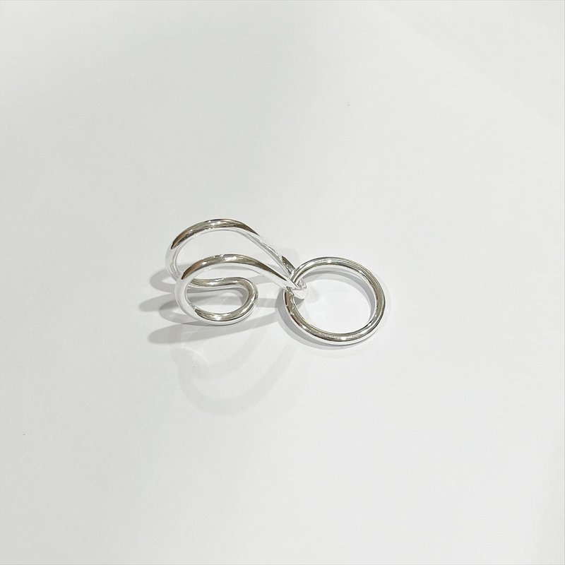 Sterling Silver Dual Purpose Asymmetric Double Finger Ring - General Rings - Sterling Silver Silver