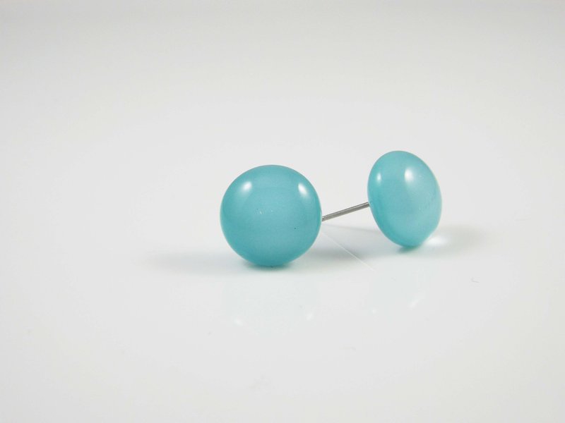 Colored glaze earrings (round) Pantone 304 - ต่างหู - แก้ว สีน้ำเงิน