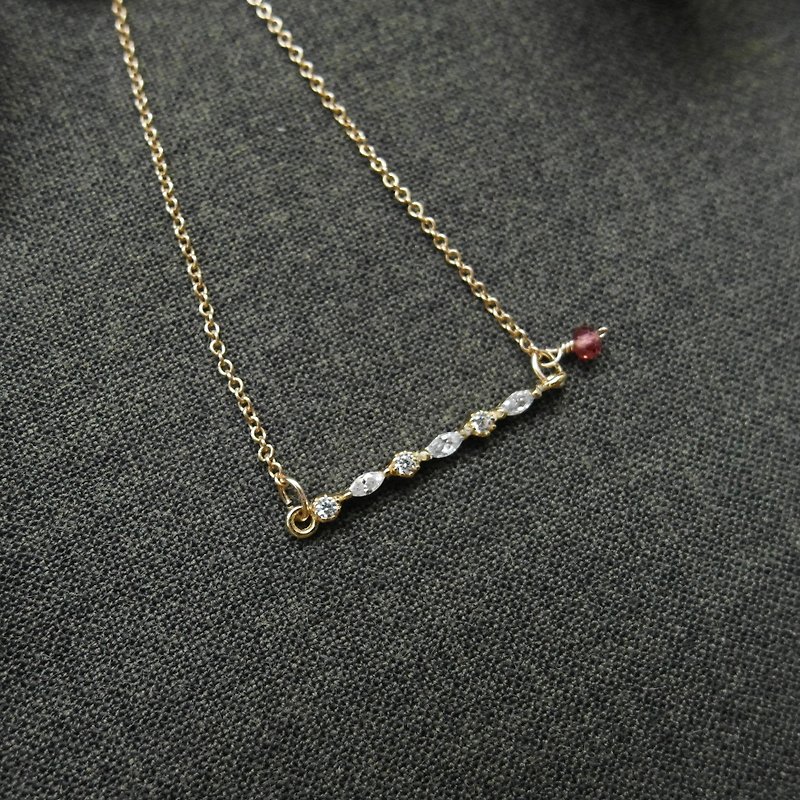[Christmas gifts series MSI package Stone 14K gold necklace / Stone red - Necklaces - Other Metals Gold