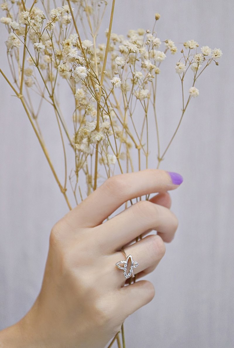 蝶-鑽石戒指 - 戒指 - 鑽石 銀色