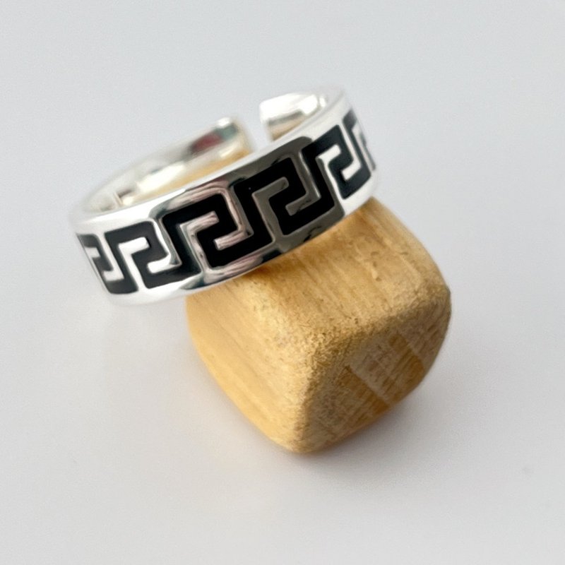 925 Sterling Silver Open Ring Meander - Designed in Italy - 戒指 - 純銀 銀色