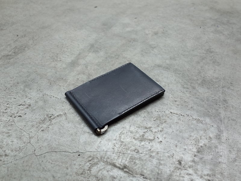 Vegetable tanned leather wallet clip / black - กระเป๋าสตางค์ - หนังแท้ หลากหลายสี