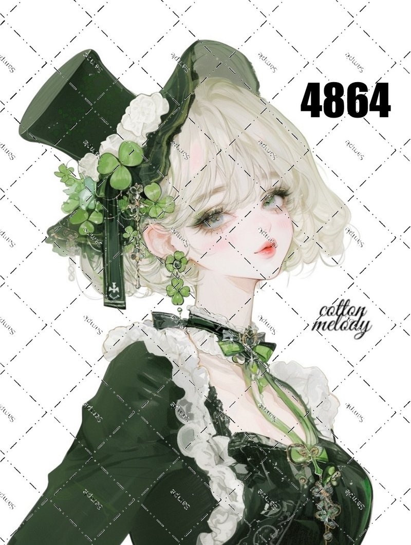 original sticker no.4864 人物ステッカー オリジナルステッカー オリジナル人物ステッカー 装飾ステッカー cotton melody - 貼紙 - 紙 