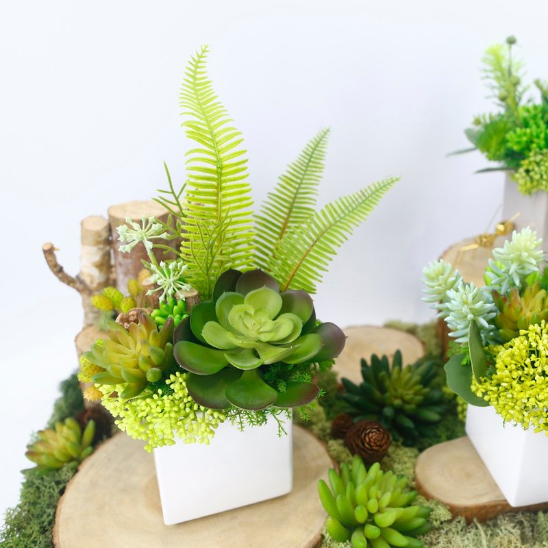 Gemstone fern leaf fragrance plant/realistic plant/artificial potted plant/greening/arrangement/gift - ตกแต่งต้นไม้ - วัสดุอื่นๆ สีเขียว