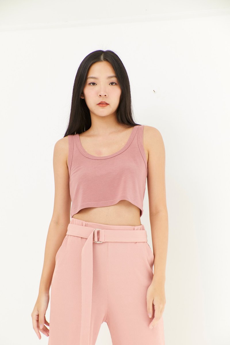 LUSH u neck crop tank - 女上衣/長袖上衣 - 棉．麻 白色