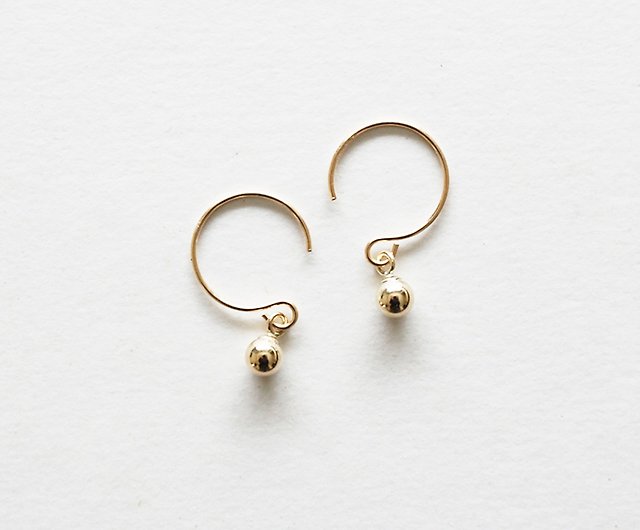 14KGF] Ball charm round hook earrings - Shop RICCO Earrings & Clip