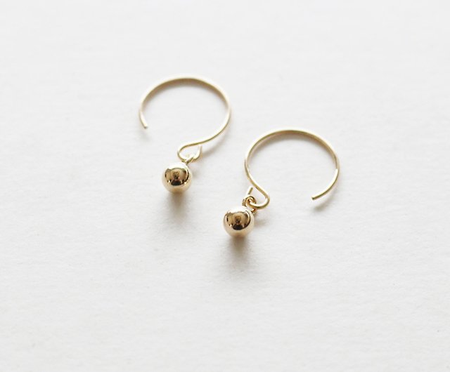 14KGF] Ball charm round hook earrings - Shop RICCO Earrings & Clip-ons -  Pinkoi