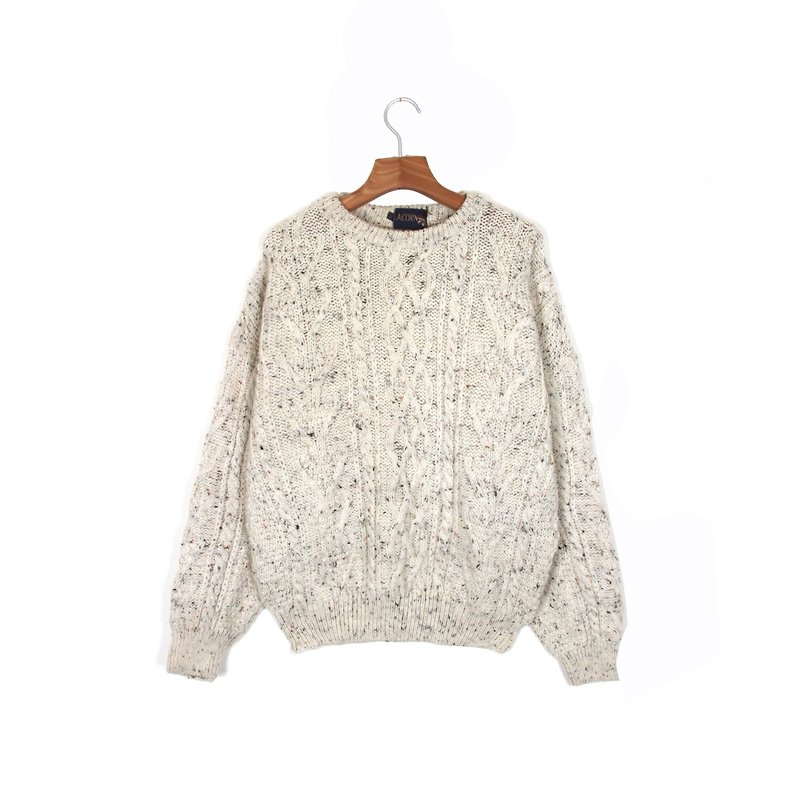 [Vintage] egg plant snow Nordic rough knit twist with a vintage sweater - สเวตเตอร์ผู้หญิง - ขนแกะ ขาว