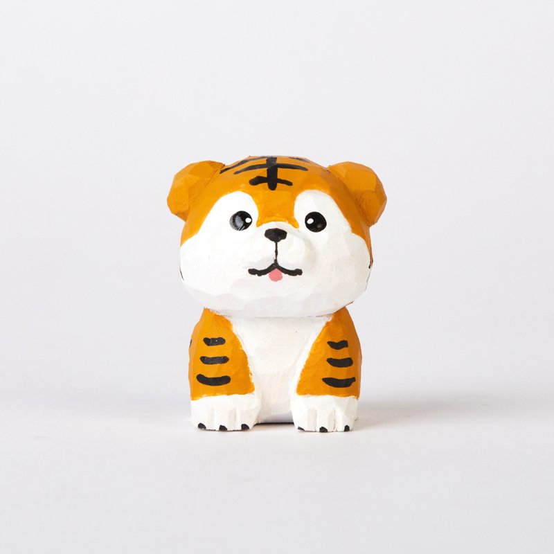 Titi 勇敢又俏皮的小老虎木雕 - 擺飾/家飾品 - 木頭 橘色