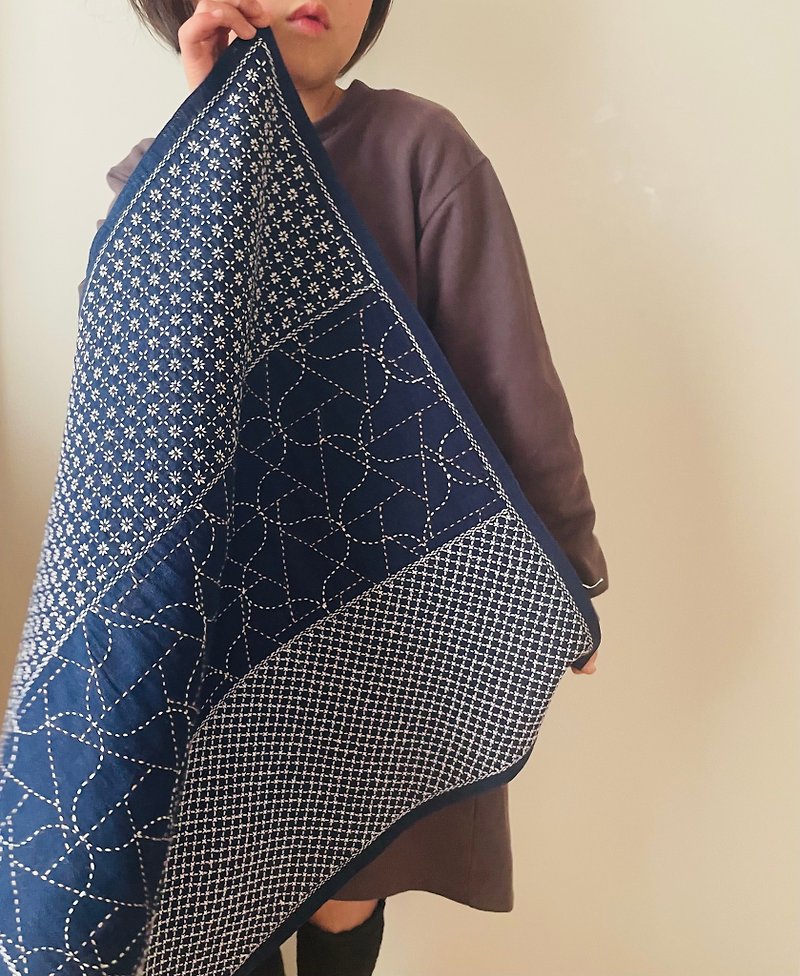 Total sashiko sashiko cloth (furoshiki) mixed pattern - อื่นๆ - ผ้าฝ้าย/ผ้าลินิน สีน้ำเงิน