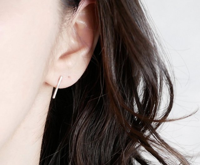 Silver925 片耳用バーピアス - ショップ Pearls on a Thread