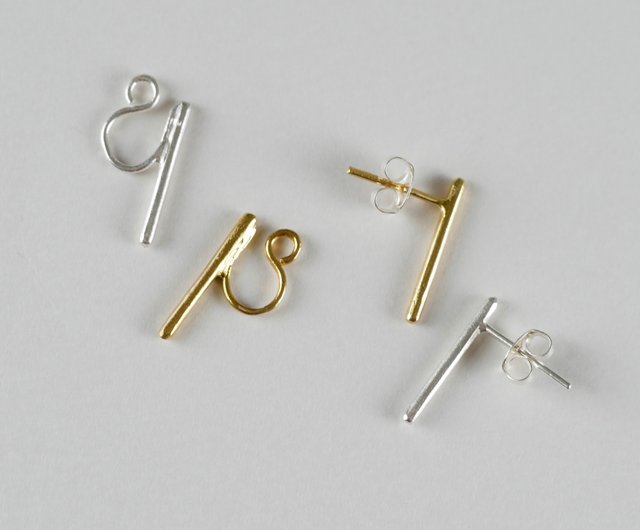 bamco ピアス片耳用　K10YG バーピアス Silver925 片耳用バーピアス - ショップ Pearls on a Thread