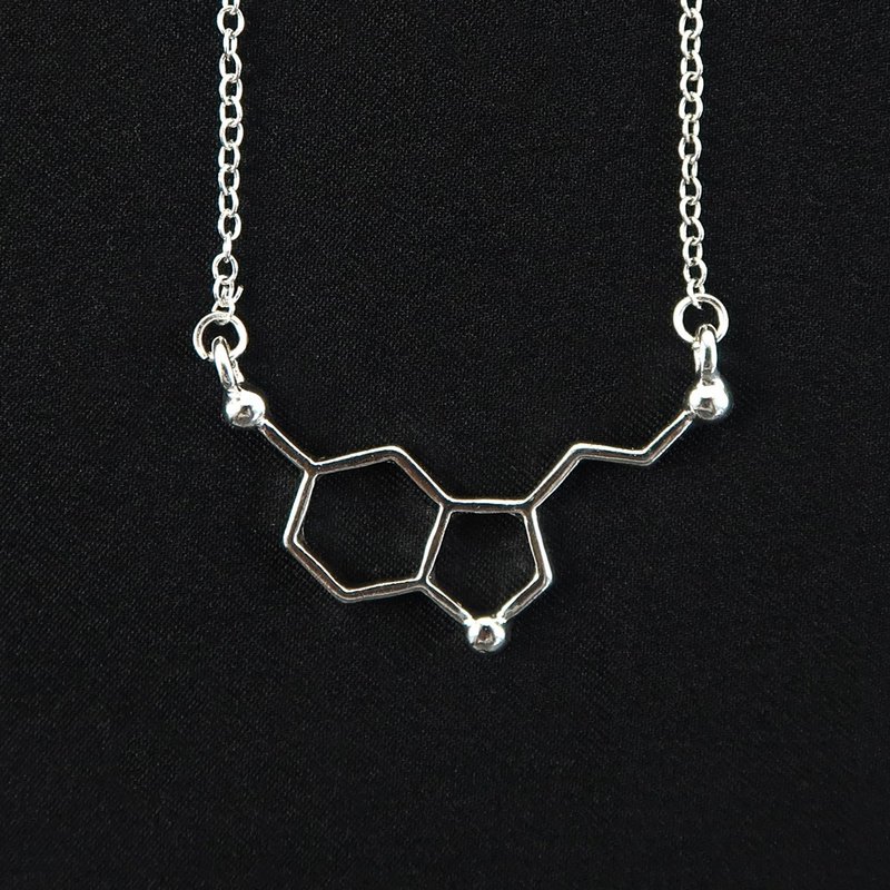 化學分子項鍊 - 血清素(快樂分子) 化學系飾品 理科禮物 創意化學 - 項鍊 - 其他金屬 多色
