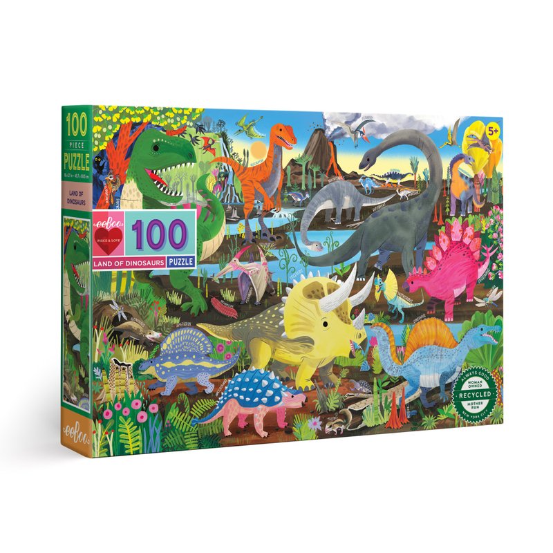 eeBoo 100片拼圖 - 恐龍領域 Land of Dinosaurs 100 Piece - 拼圖 - 紙 多色