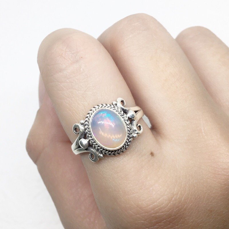Opal 925 sterling silver gorgeous style ring Nepal handmade mosaic production - General Rings - Gemstone Silver