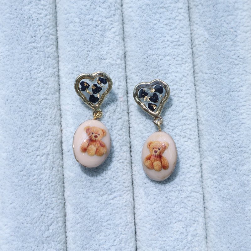Felicidad/Love Bear/Earrings - Earrings & Clip-ons - Precious Metals Brown