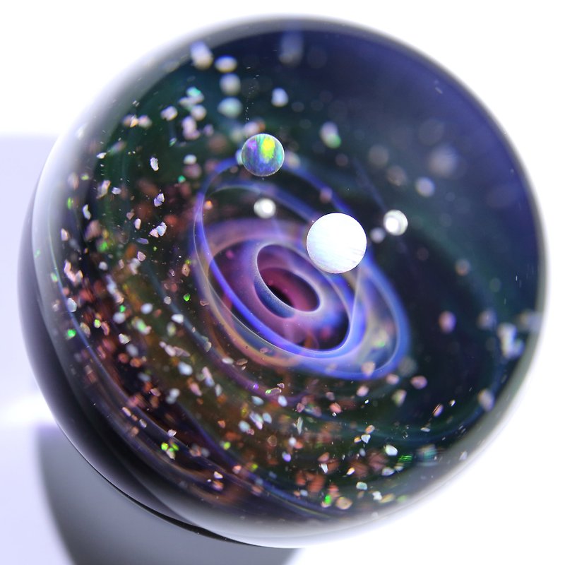44mm Galaxy Glass Marble no.M167 - ของวางตกแต่ง - แก้ว สีม่วง