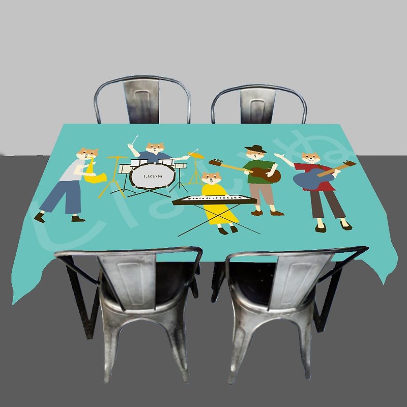 Shiba Inu tablecloth camping - ผ้ารองโต๊ะ/ของตกแต่ง - ผ้าฝ้าย/ผ้าลินิน สีนำ้ตาล