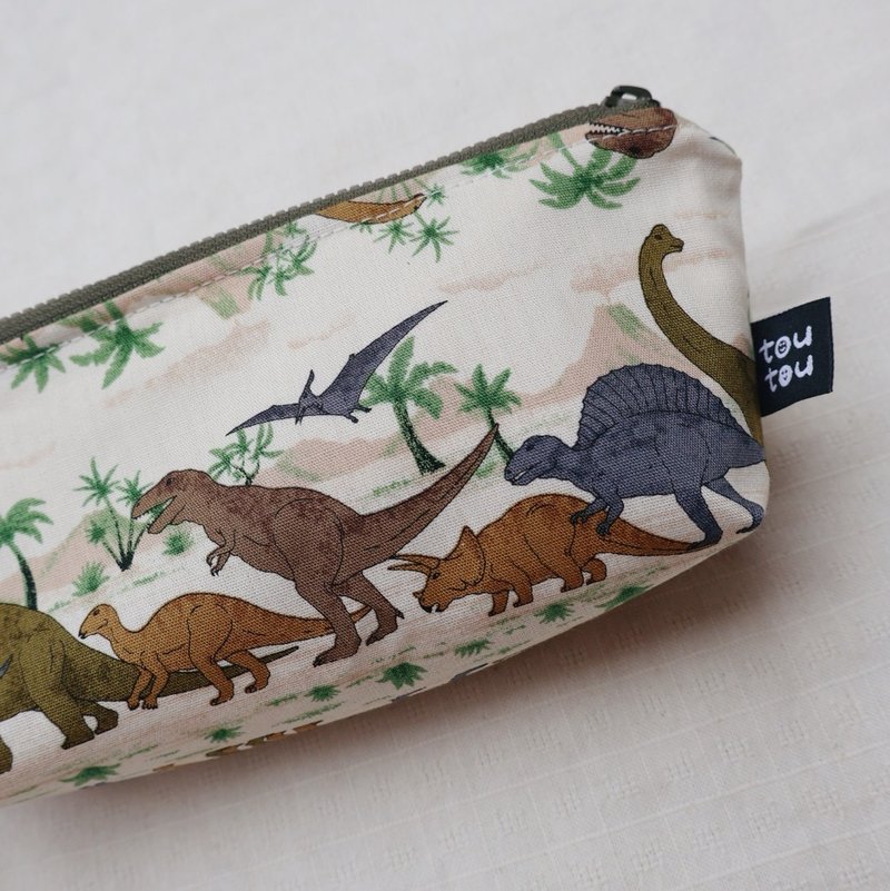 手作筆袋 收納袋 / 侏羅紀 - 筆盒/筆袋 - 棉．麻 咖啡色