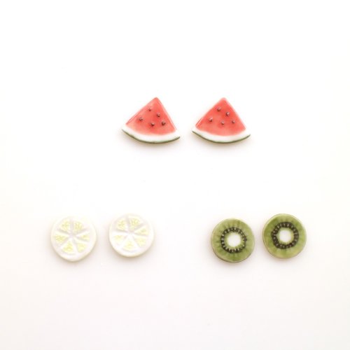 Cut fruit earrings